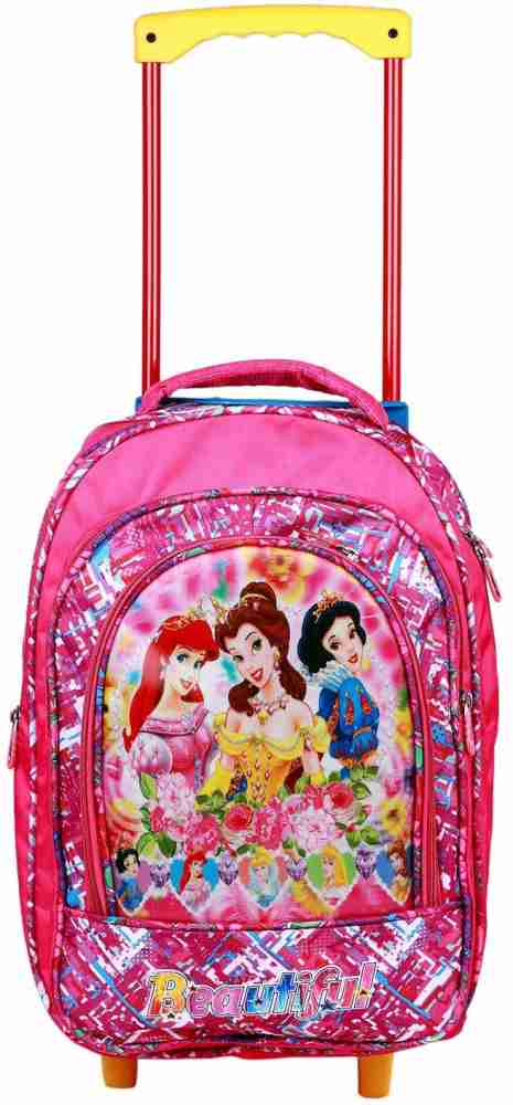 Easyhome Girl's Soft Fabric Wheels Trolley Backpack School Bag Waterproof  Trolley