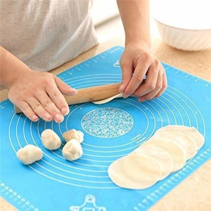 Silicone Baking Mat for Pastry Rolling Dough with Measurements - 19.7 x  15.7 Non stick and Non Slip Blue Table Sheet Baking Supplies for Bake  Pizza