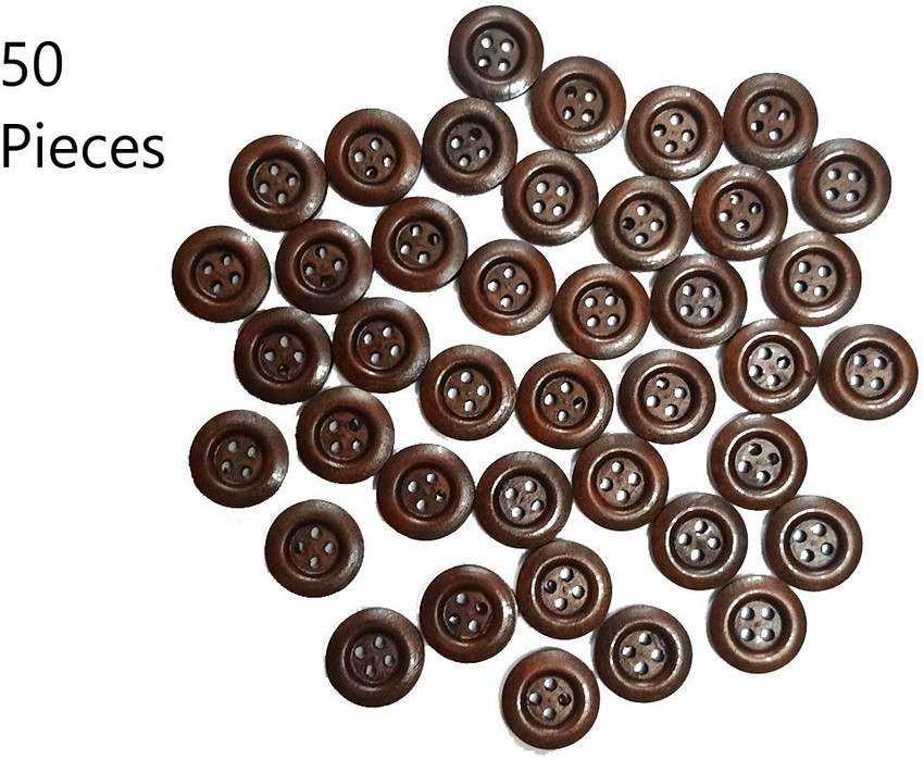 Royal Villa Dark Brown Wooden Round Big Size Buttons with 4 Holes