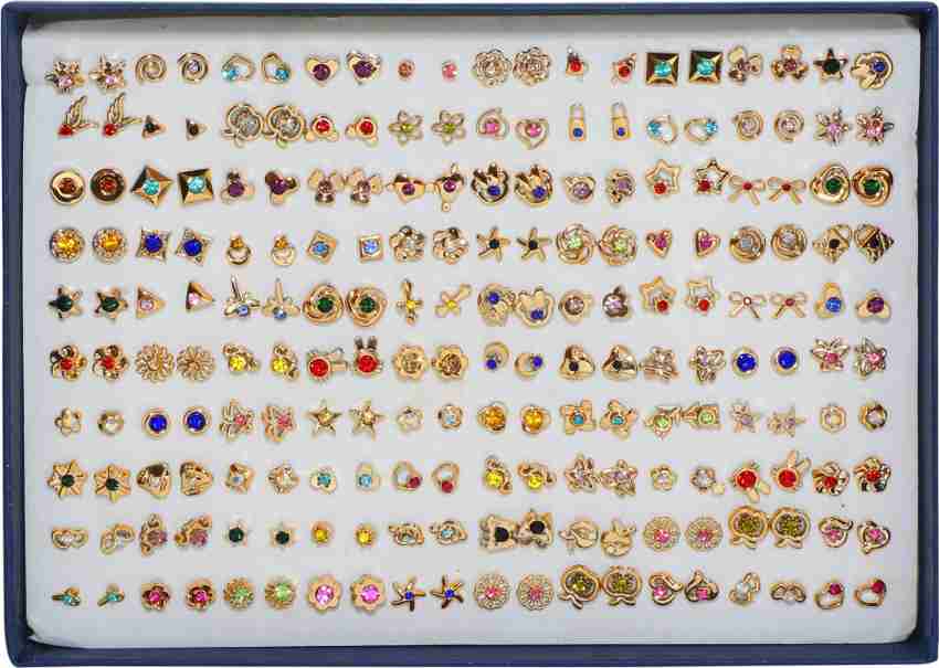 Flipkart Buy Chocozone Pack of 100 Earring Set for Women Artificial Jewellery for Girls Stud Earrings for Women Birthday Gift For Girlfriend Plastic Stud Earring Online at Best Prices in India