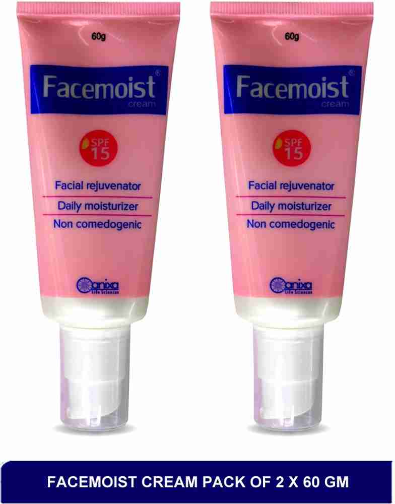 FACEMOIST cream moisturizer for dry skin pack of 2 60g Price in India Buy FACEMOIST cream moisturizer for dry skin pack of 2 60g Online In India Reviews Ratings Features Flipkart