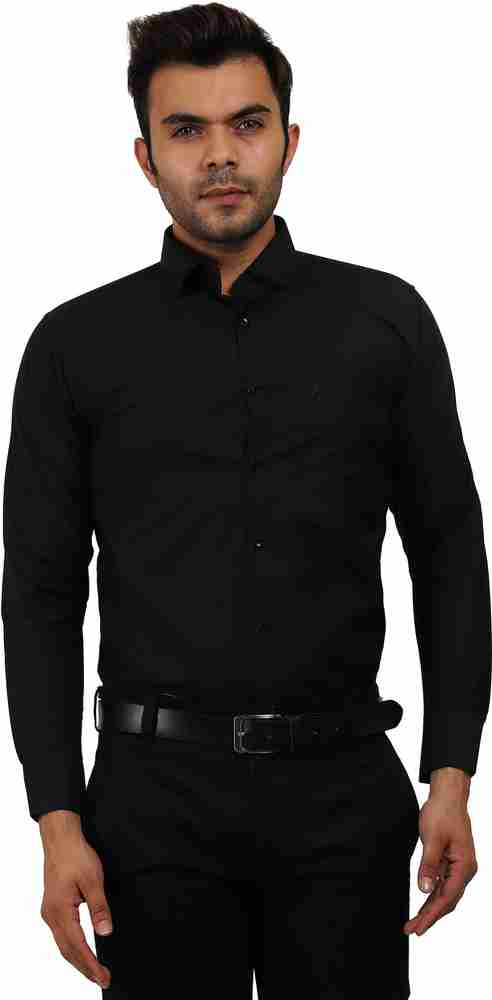 stars collection Men Solid Formal Black Shirt - Buy stars 