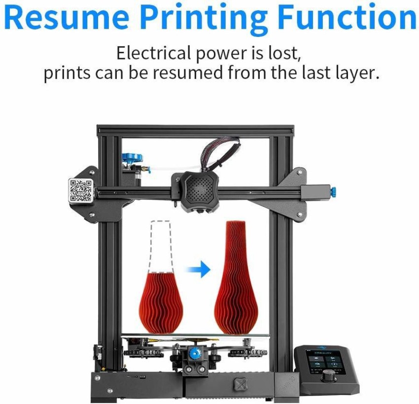 Creality Ender-3 V2 2021 FDM, Silent Motherboard Meanwell Power Supply, Carborundum Glass Platform, Resume Printing, Color Display