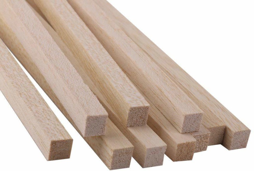 Square Wooden Rods, Unfinished Wood Sticks for Crafting Model