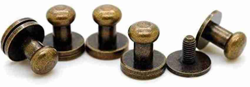 10mm, Brass, Flat Top Collar Button Stud with Screw, Solid Brass