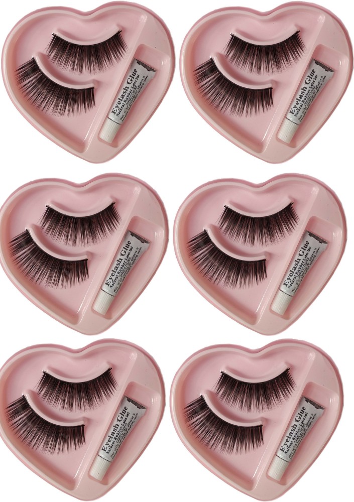 BONJOUR False Fake Eyelashes With Glue Set Natural Pair of 6