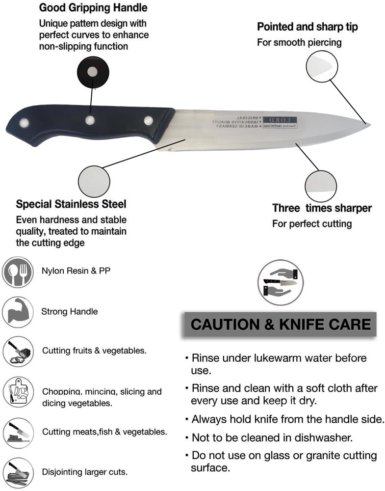  fixwell MADE IN GERMANY STAINLESS STEEL KNIVES (BLACK