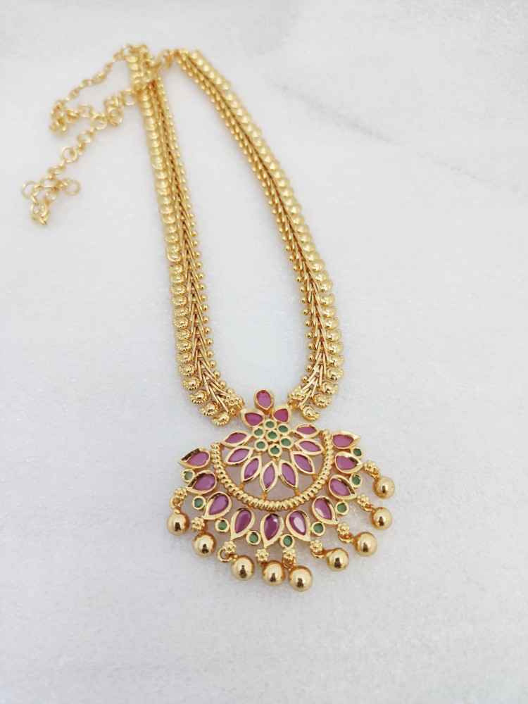 Hanaa Laxmi One Gram Gold Covering Micro Plated Jewellery Short Kodi Necklace Chain Gold-plated Plated Alloy Chain