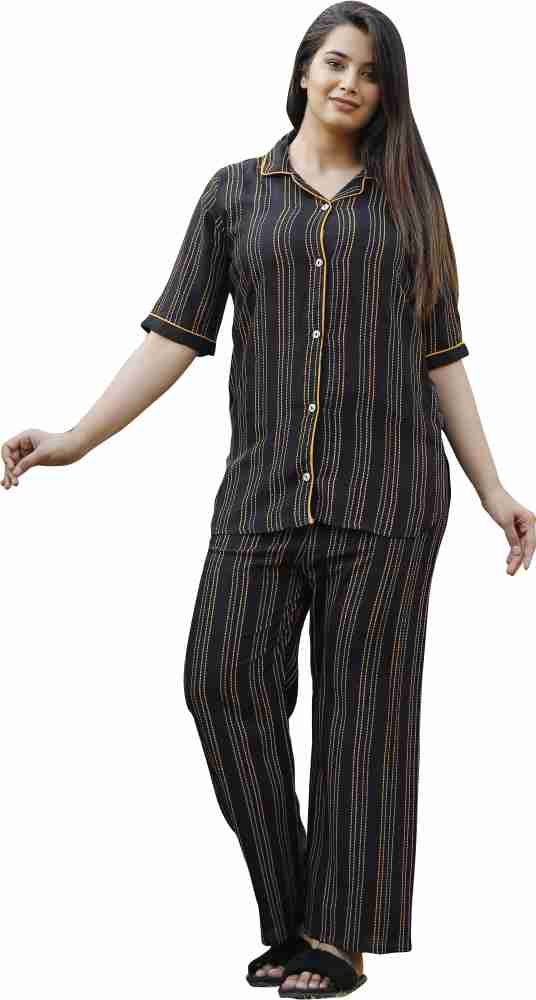 Striped night suit online for ladies