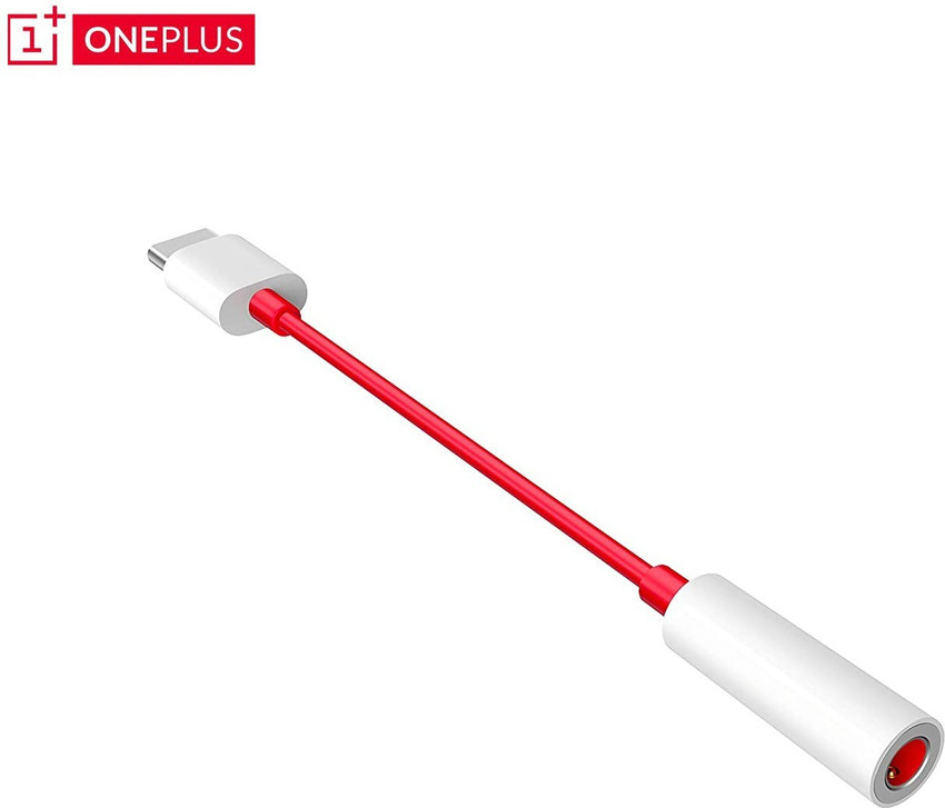 OnePlus Red White Type C to 3.5mm Audio Jack adapter Phone