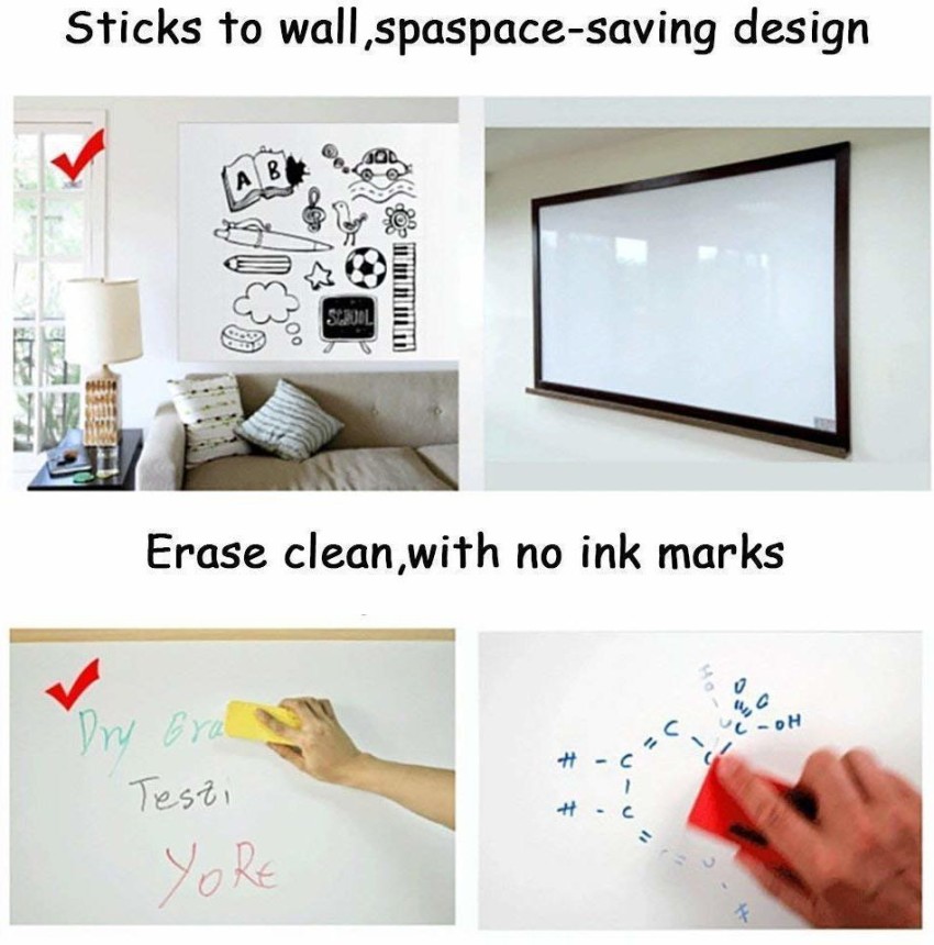 TechBlaze 508 cm Self Adhesive White Board Wall Sticker Whiteboard for Dry  Erase Wall Paper Message Board Wall Sticker for Reminders Messages Studying  in Home Office School Children Study (PVC, 45 X