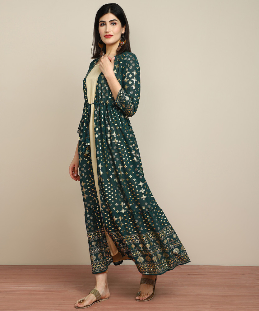 Global desi green maxi dress online