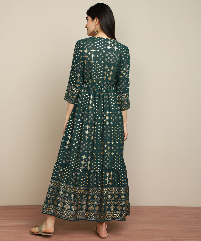 Global desi green maxi outlet dress