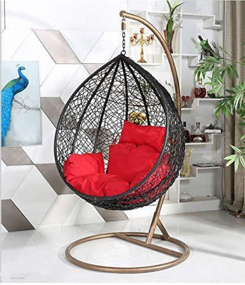 House of Pataudi Swing Chair With Stand And Cushion For Adult Iron