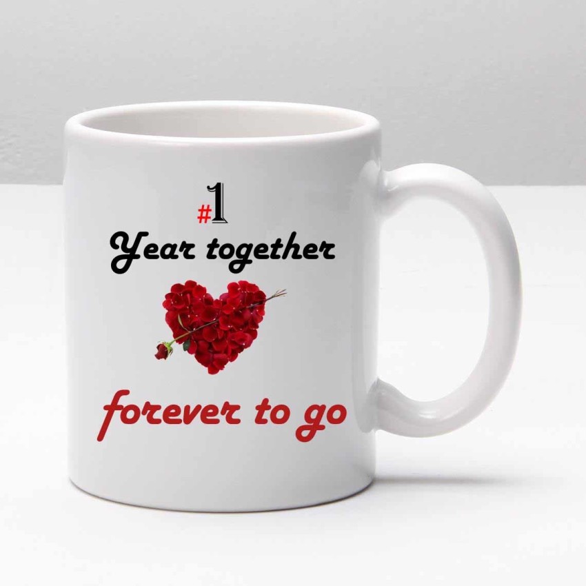 JAIPURART 1 Year Together Forever To Go First Wedding Anniversary Gift  For Him And Her 1st Year Relationship mug 1Year Love Celebration Best Anniversary  Gift 1st Anniversary For Husband  Wife 1st