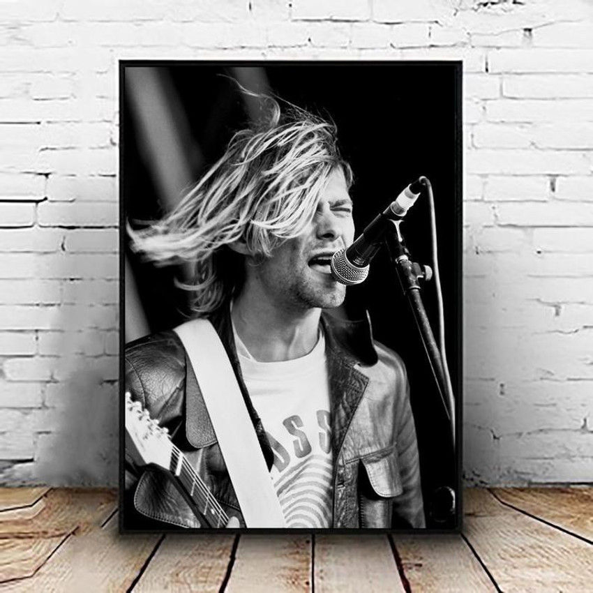 Kurt Cobain Black And White Poster