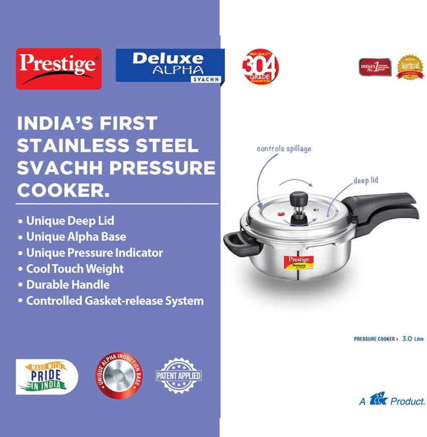 prestige svachh stainless steel pressure cooker