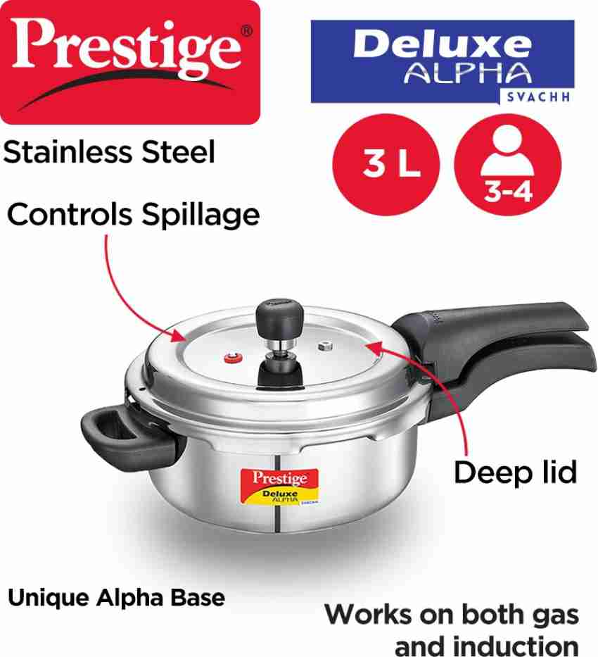 Prestige 3.5L Alpha Svacch Induction Base Stainless Steel Pressure Cooker,  3.5-Liter