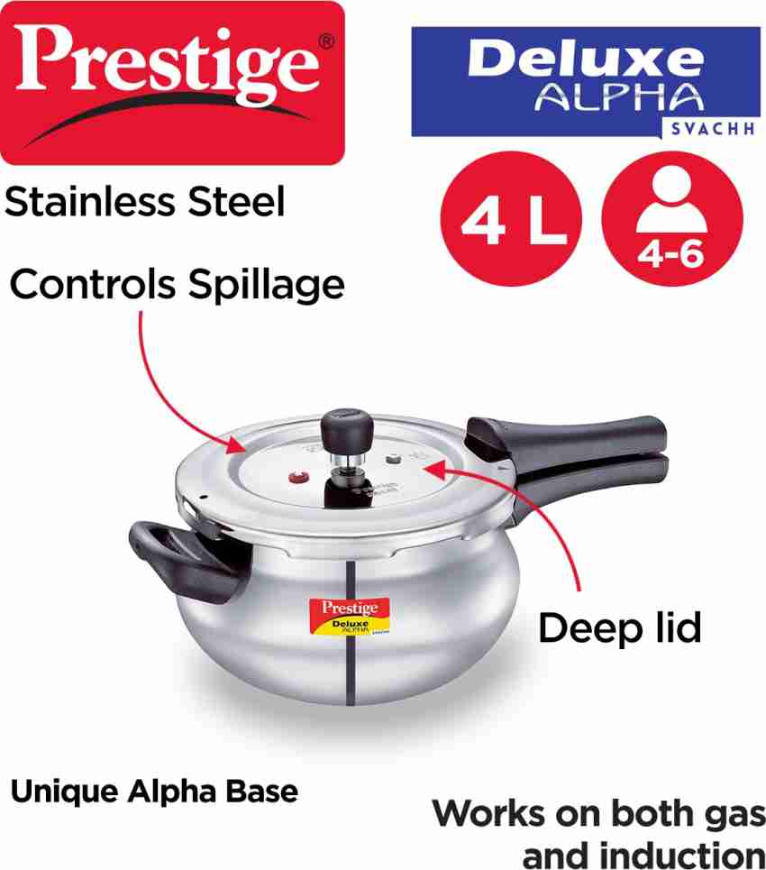 Prestige Deluxe Alpha Svachh 4 L Outer Lid Induction Bottom Pressure Cooker