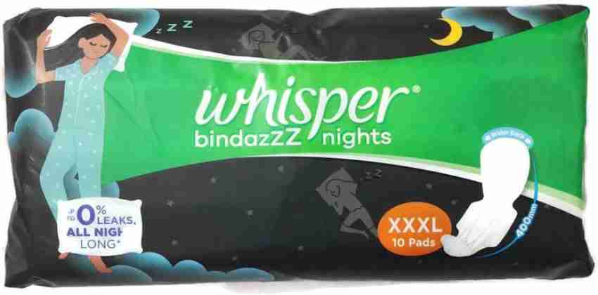 Whisper Bindazzz Nights Sanitary Pads, XXXL, 400 mm, 10 Pads