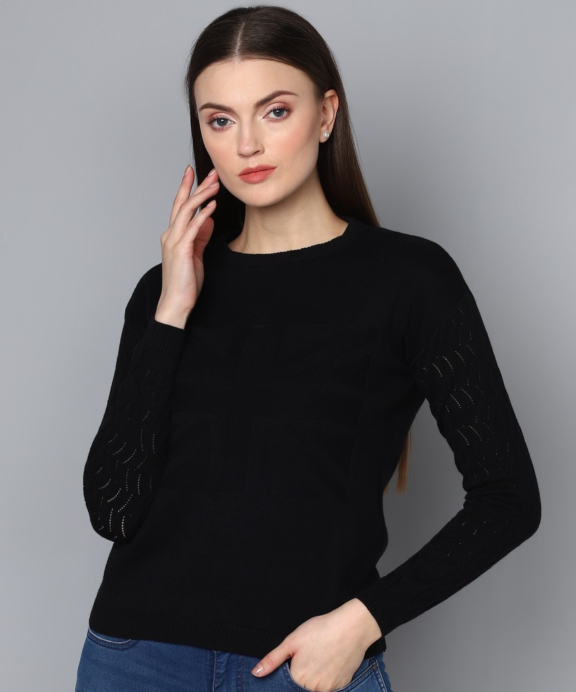 Pepe Jeans Self Design Round Neck Casual Women Black Sweater Buy Pepe Jeans Self Design Round Neck Casual Women Black Sweater Online at Best Prices in India Flipkart