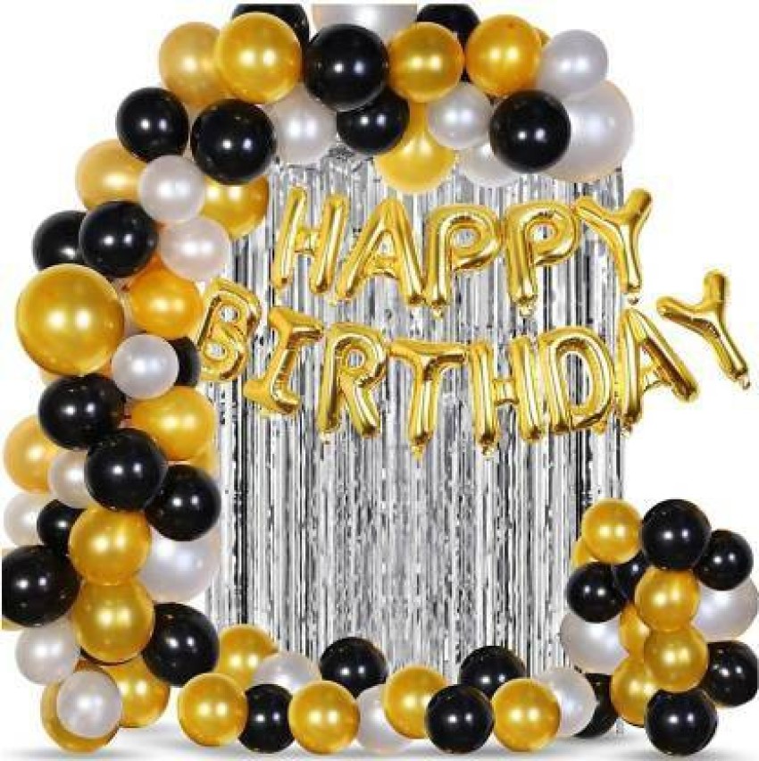 64Pcs Golden, Silver and Black Balloon Birthday Decorations Free
