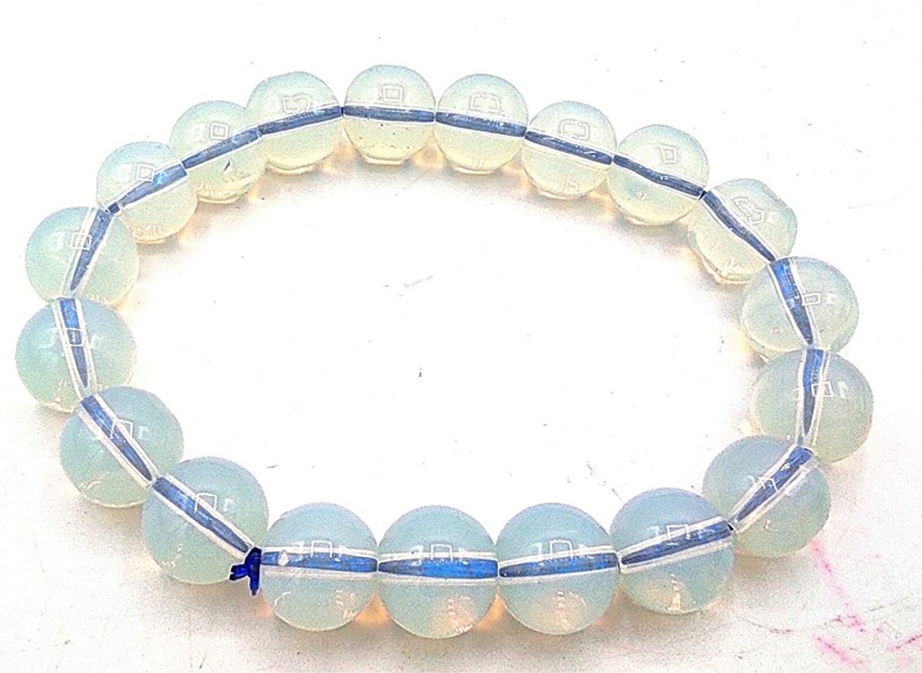 Sky White Gemstone Natural Opal Beads Bracelet