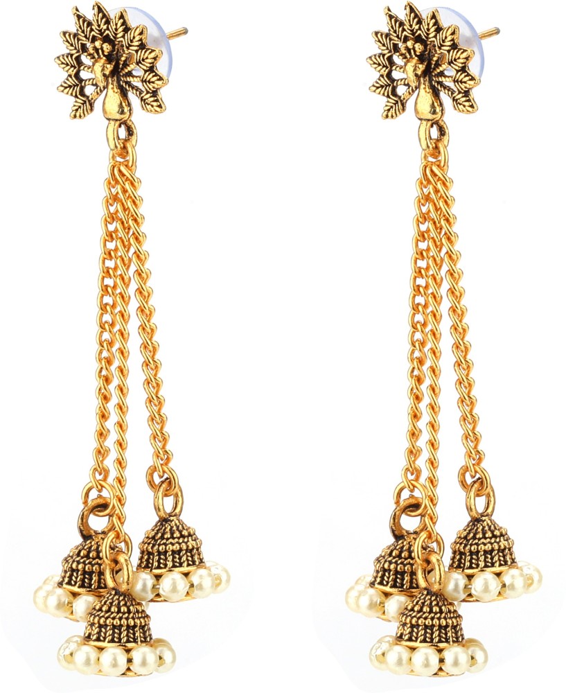 Flipkartcom  Buy GAHANA GUCHHO Metal Big stud Jhumka Earrings Gahana  Guchho Beads Metal Drops  Danglers Online at Best Prices in India