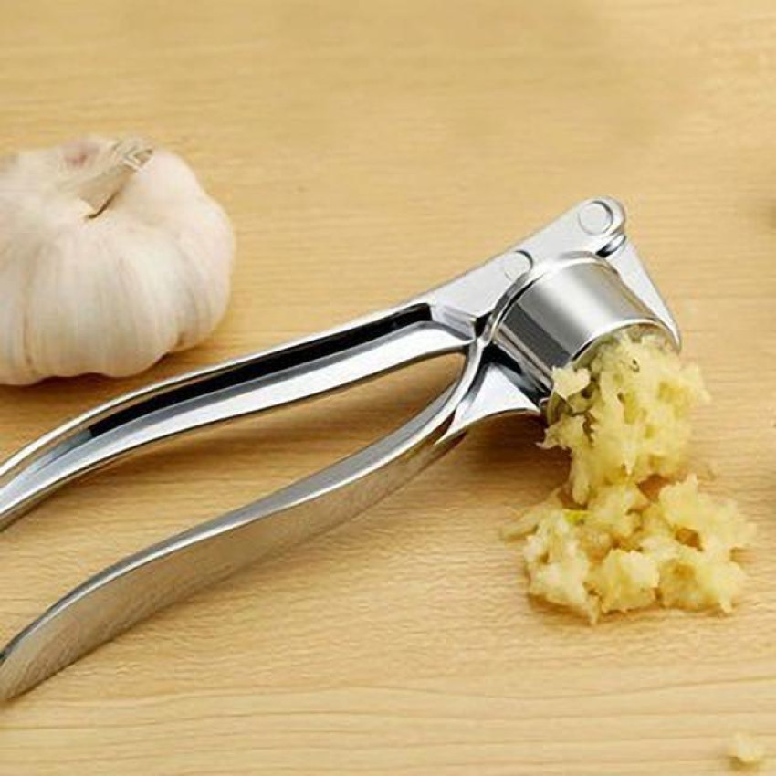 Kitchen Garlic Press with Soft, Easy to Squeeze Ergonomic Handle - Garlic  Mincer Tool with Sturdy Design Extracts More Garlic Paste - Easy to Clean  Garlic Crusher and Ginger Press (Silver) 