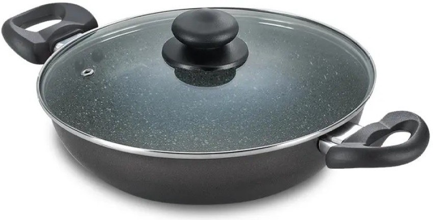 Prestige Omega Deluxe Granite Non Stick Kadai wIth Glass Lid Kadhai 24 cm diameter with Lid 2.3 L capacity Price in India Buy Prestige Omega Deluxe Granite Non Stick Kadai wIth