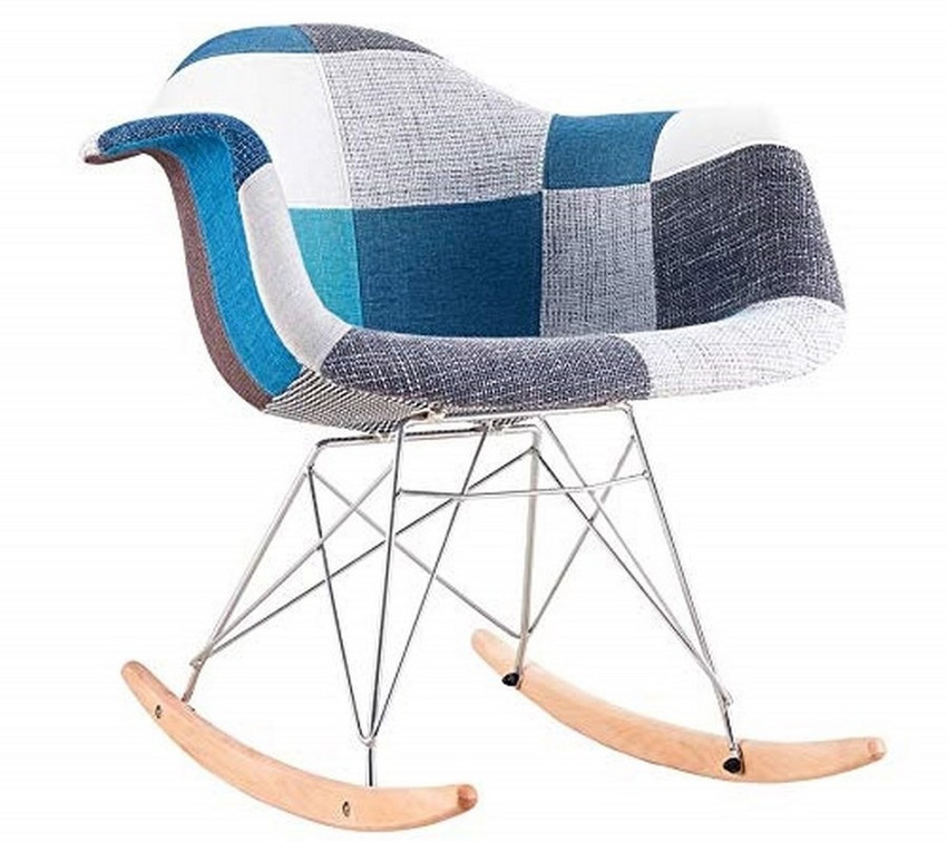 Urbancart Patchwork Rocking Upholstered Modern Arm Chair with