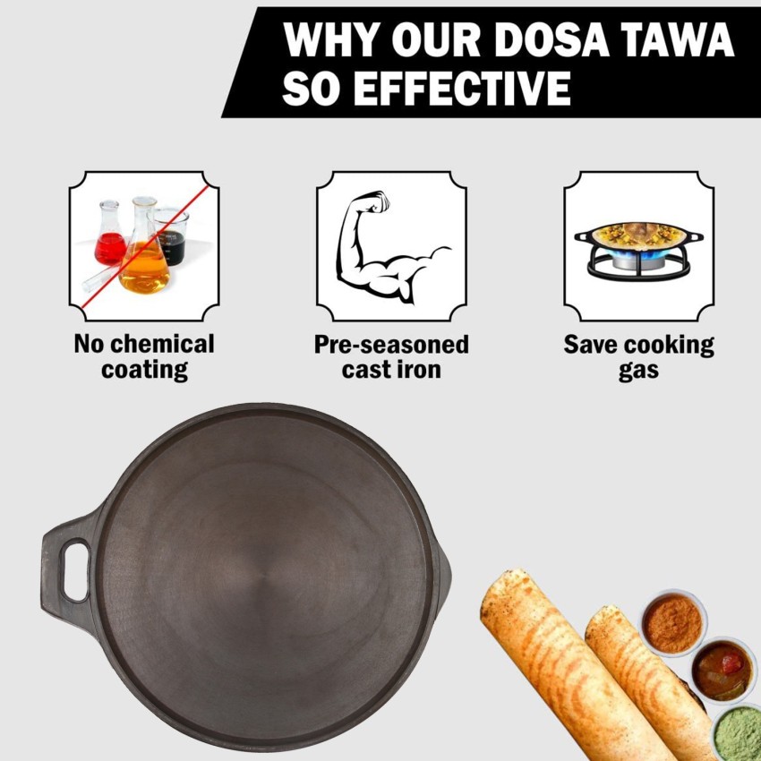 10 inch Cast Iron dosa tawa Pre Seasoned - Style your life