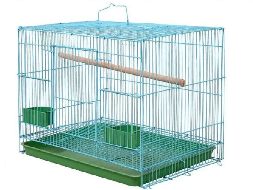 Despacito Metal Foldable Bird Cage with Handle 2 Feeder Bowls