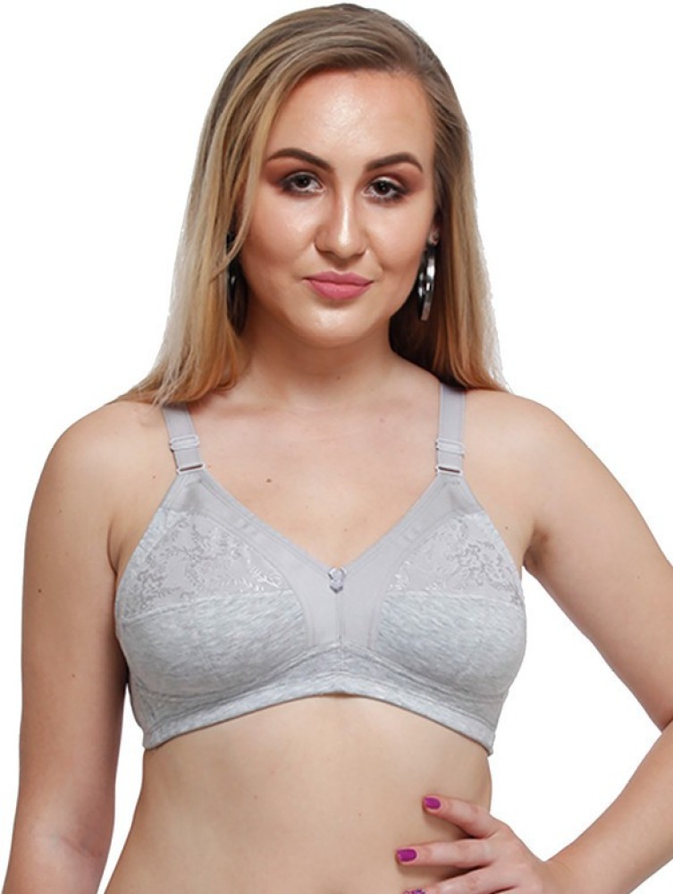 maashie Maashie Lace Full Coverage wirefree non-padded bra 5002 M.Grey 38 (  D ) Women Minimizer Non Padded Bra - Buy maashie Maashie Lace Full Coverage  wirefree non-padded bra 5002 M.Grey 38 (