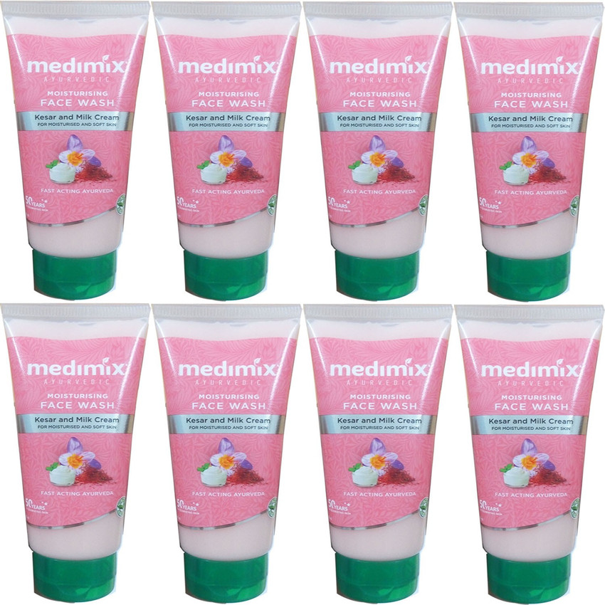 MEDIMIX 8 AYURVEDIC MOISTURISING FACE WASH KESAR MILK CREAM 50 ML FOR MOISTURISING AND SOFT SKIN FAST ACTING AYURVEDA Face Wash Price in India Buy MEDIMIX 8 AYURVEDIC