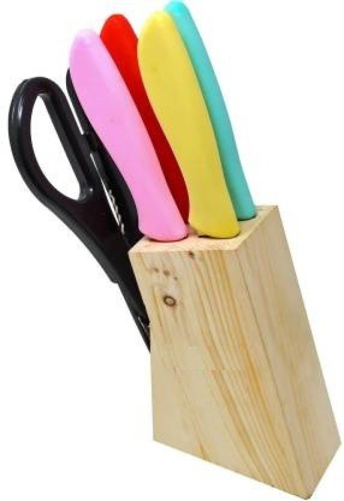 AGARO Galaxy 6 Pcs Kitchen Knife Set with Wooden Case, 4 Knives, 1 Scissor,  1 Wooden