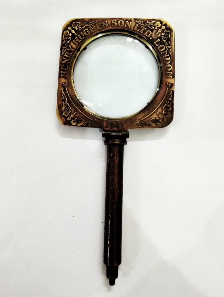 10x Handheld Magnifying Glass With Handle, Antique Copper Magnifier