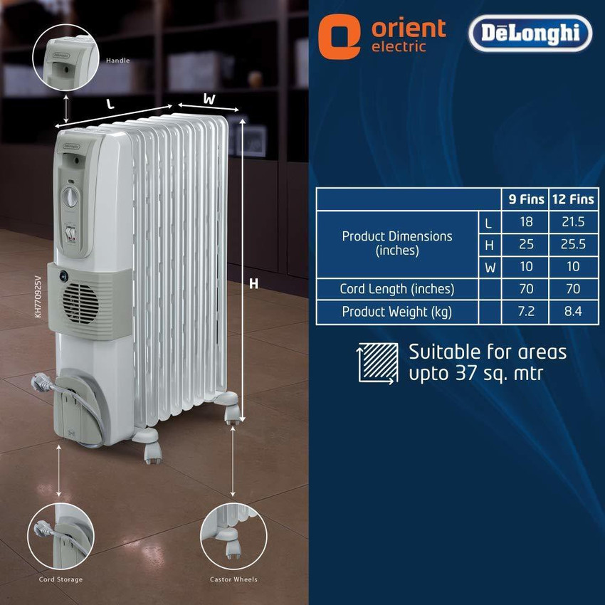 De'Longhi KH771230V 12 Fin Radiator 3000 W Oil Filled Room Heater Price in  India - Buy De'Longhi KH771230V 12 Fin Radiator 3000 W Oil Filled Room  Heater online at Flipkart.com