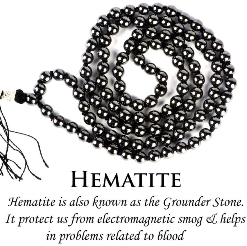 10mm Hematite Necklace, Large Round Gray Stone Beads
