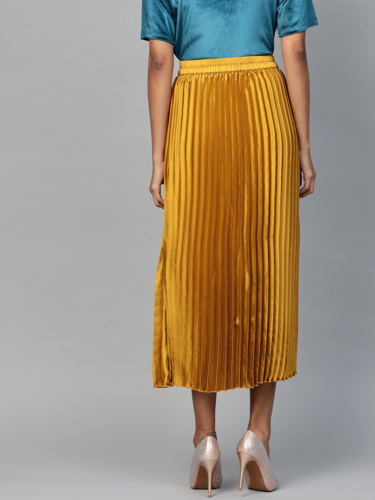 Buy INDYA Women Mustard Yellow Solid Flared Maxi Skirt  Skirts for Women  10842568  Myntra
