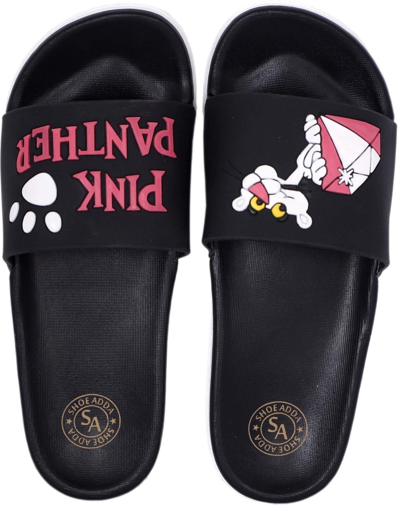 ShoeAdda Women Black Pink Panther Slippers Women Home Slides