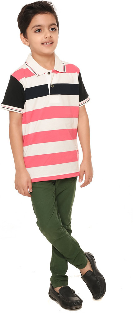 Flipkart Body Glove Boys Striped Cotton Blend Regular T Shirt Polo Neck