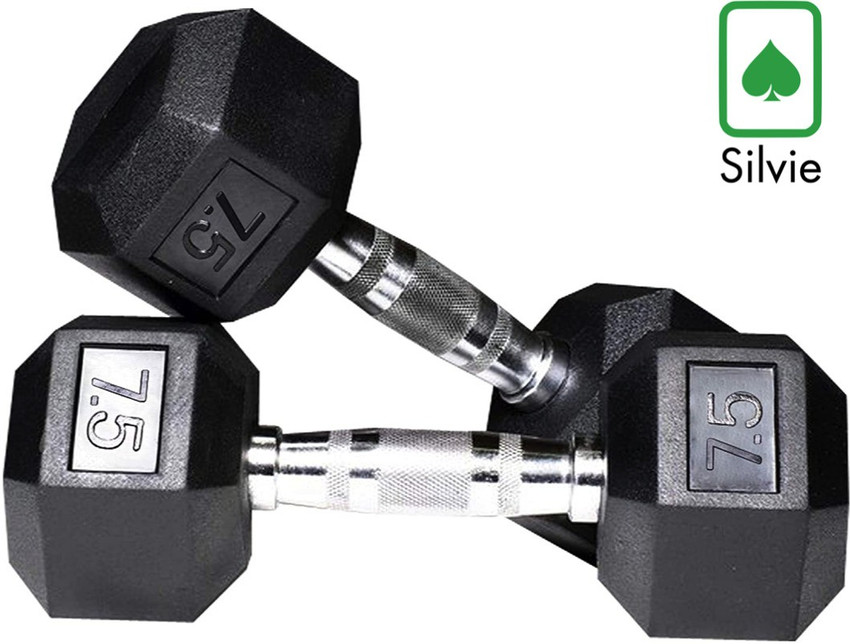 Silvie Hex Dumbbell 7.5 kgs Pack of 2 Rubber Coated For Men Women Fixed Weight Dumbbell Buy Silvie Hex Dumbbell 7.5 kgs Pack of 2 Rubber Coated For Men