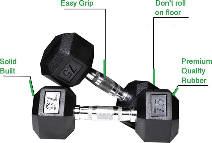 Silvie Hex Dumbbell 7.5 kgs Pack of 2 Rubber Coated For Men Women Fixed Weight Dumbbell Buy Silvie Hex Dumbbell 7.5 kgs Pack of 2 Rubber Coated For Men