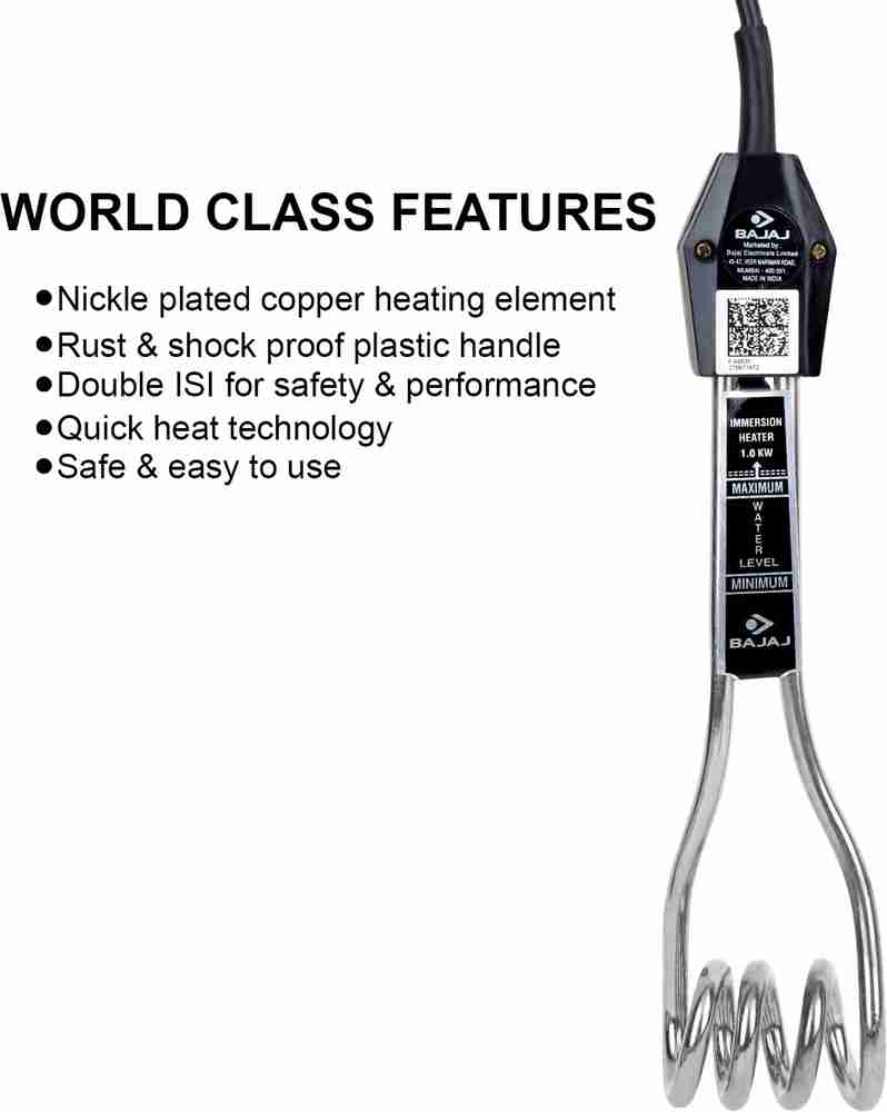 BAJAJ 1.0kW (150651 1000 W Immersion Heater Rod Price in India - Buy BAJAJ  1.0kW (150651 1000 W Immersion Heater Rod online at Flipkart.com