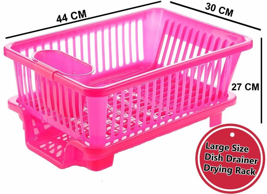 Dish Rack Drainer Washing Basket (Pink)