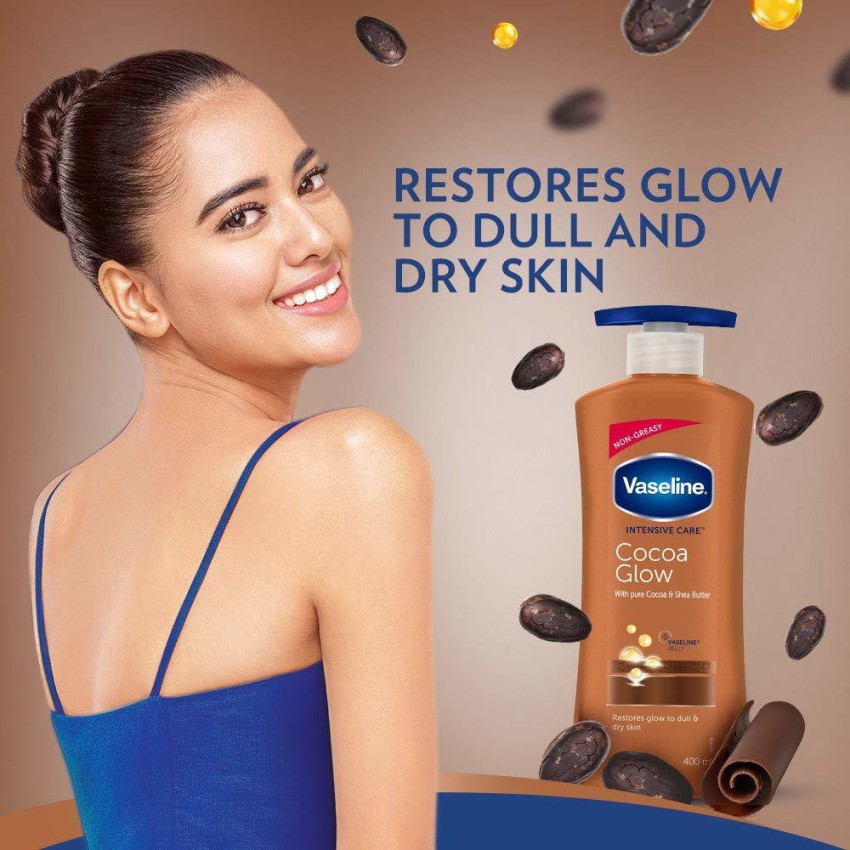 VASELINE NEW INTENSIVE CARE COCOA GLOW WITH PURE COCOA BUTTER BODY LOTION  FOR RESTORES DRY SKIN (IMPORTED)