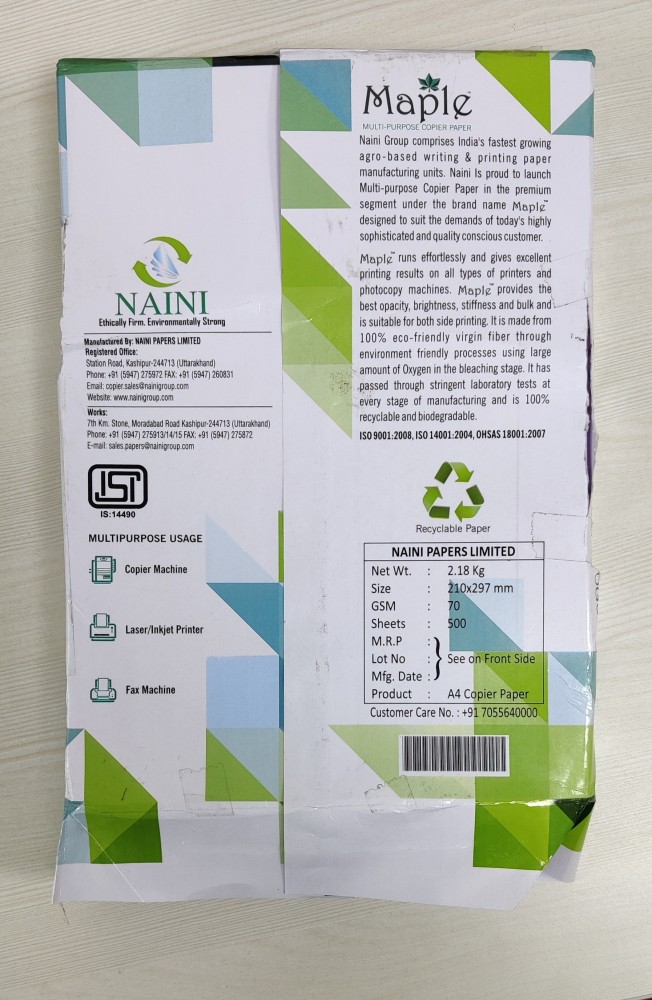 naini maple 70 GSM UNRULED 210 mm X 297 mm 70 gsm