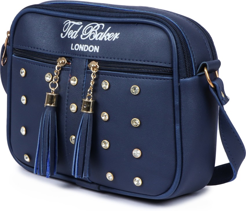 Ted Baker Darciea Large Leather Zip Around Purse Navy at John Lewis   Partners