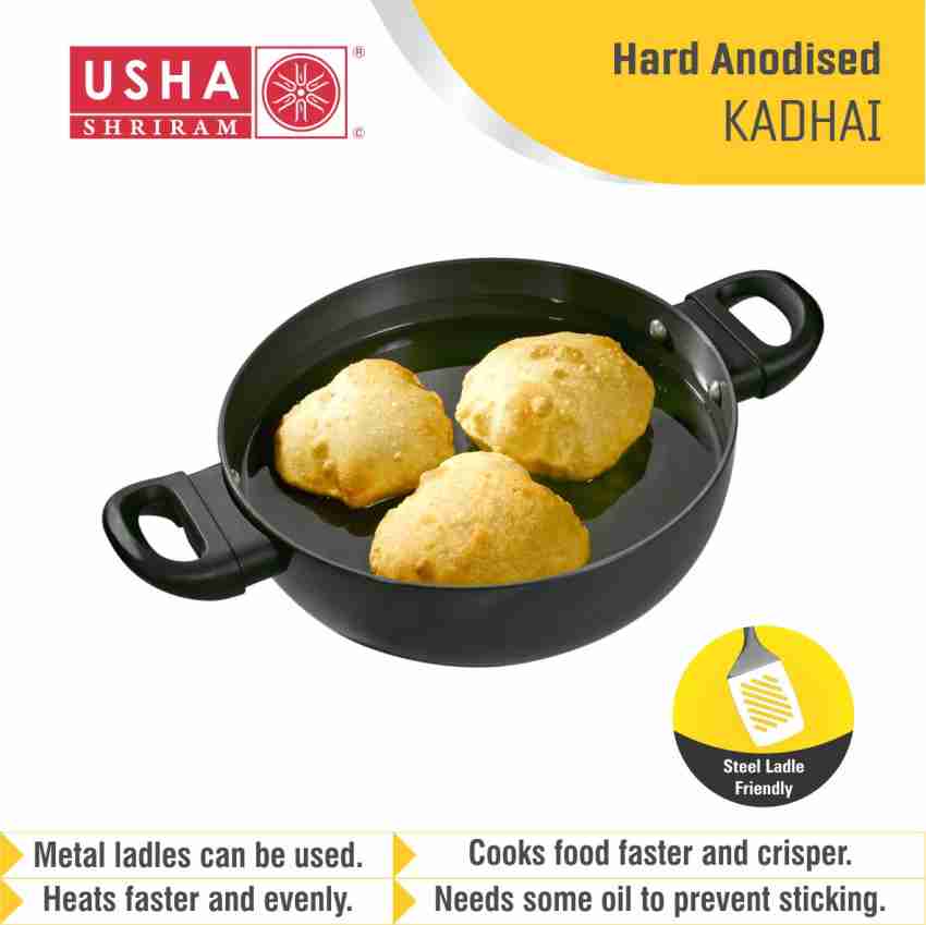 SHRIYA Hard Anodised Kadai with Stainless Steel Lid Aluminium Non-Stick  Kadhai Deep Fry Pan Indian kadhai Multipurpose Non Stick All Purpose Pan